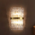 Postmodern crystal rod brass wall light fixture bedroom sconce