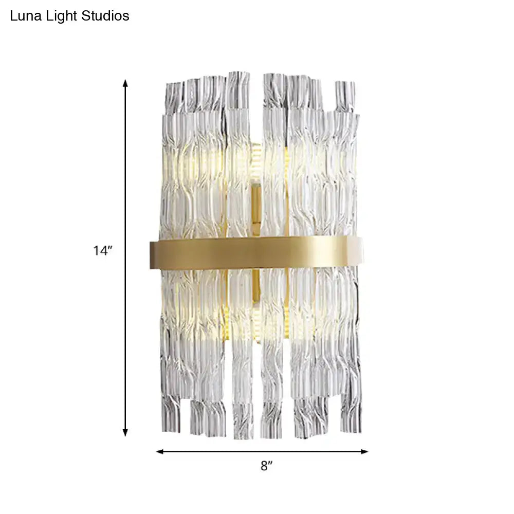 Postmodern crystal rod brass wall light fixture bedroom sconce