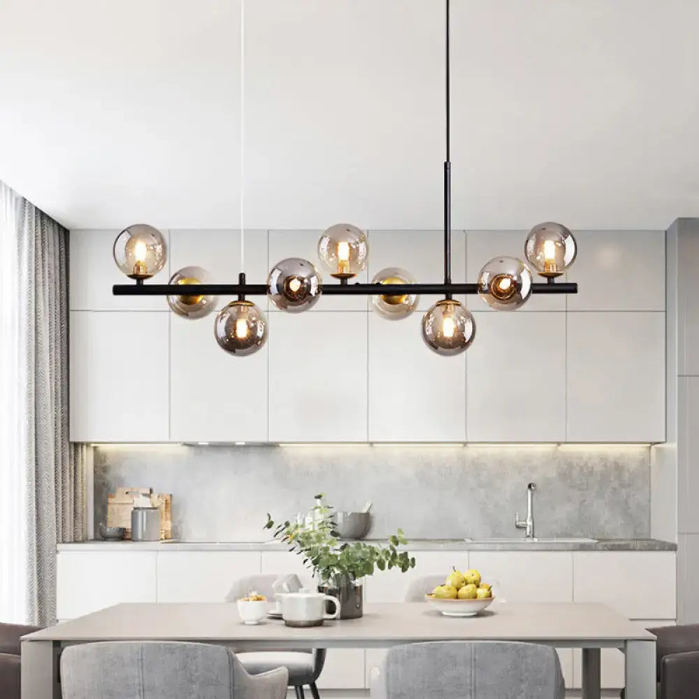 Postmodern glass ball pendant light for kitchen brass & frosted glass