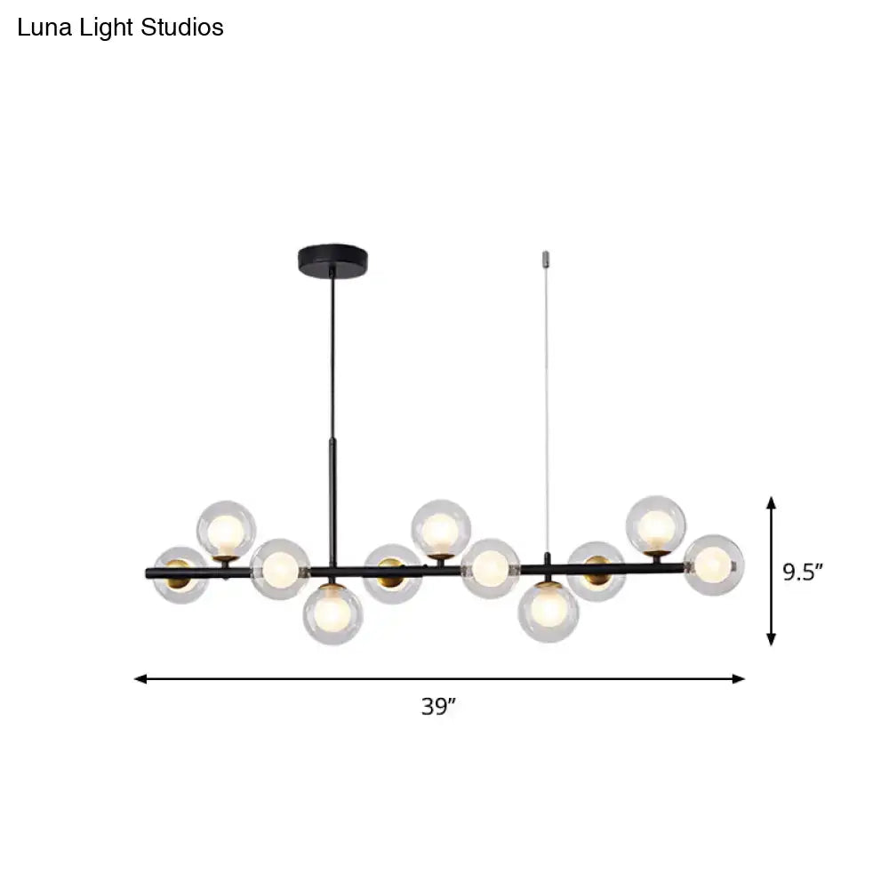 Postmodern glass ball pendant light for kitchen brass & frosted glass