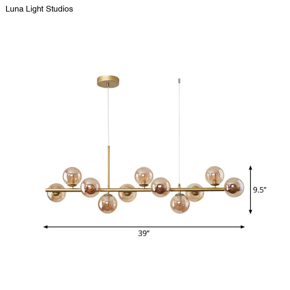 Postmodern glass ball pendant light for kitchen brass & frosted glass