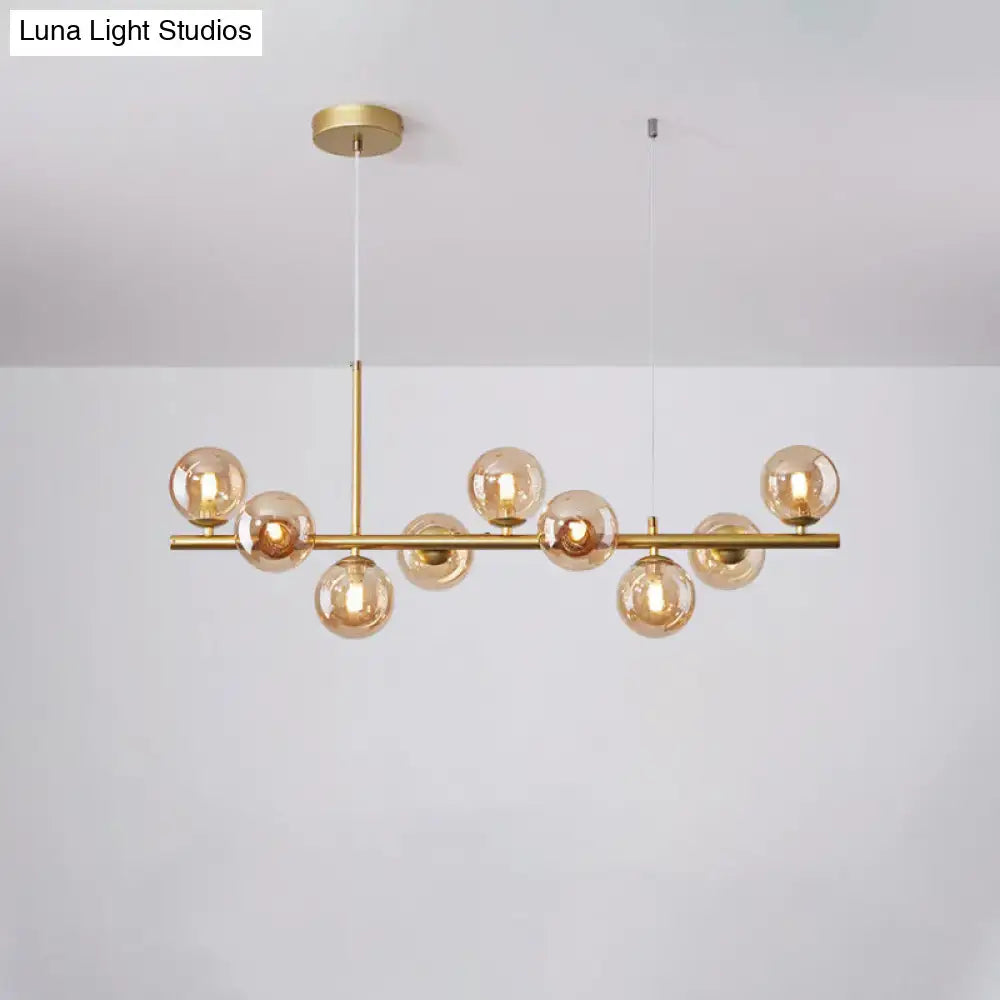 Postmodern glass ball pendant light for kitchen brass & frosted glass
