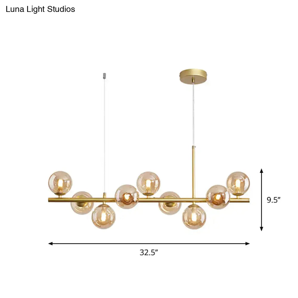 Postmodern glass ball pendant light for kitchen brass & frosted glass
