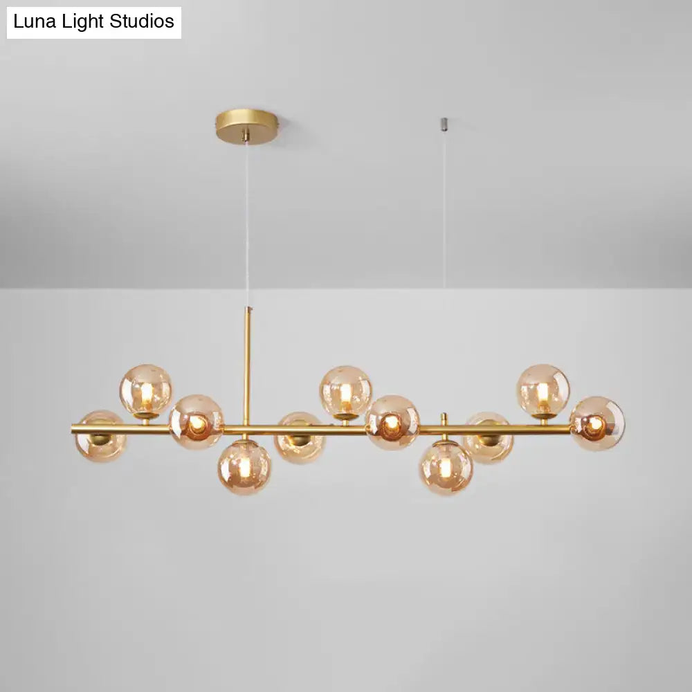 Postmodern glass ball pendant light for kitchen brass & frosted glass