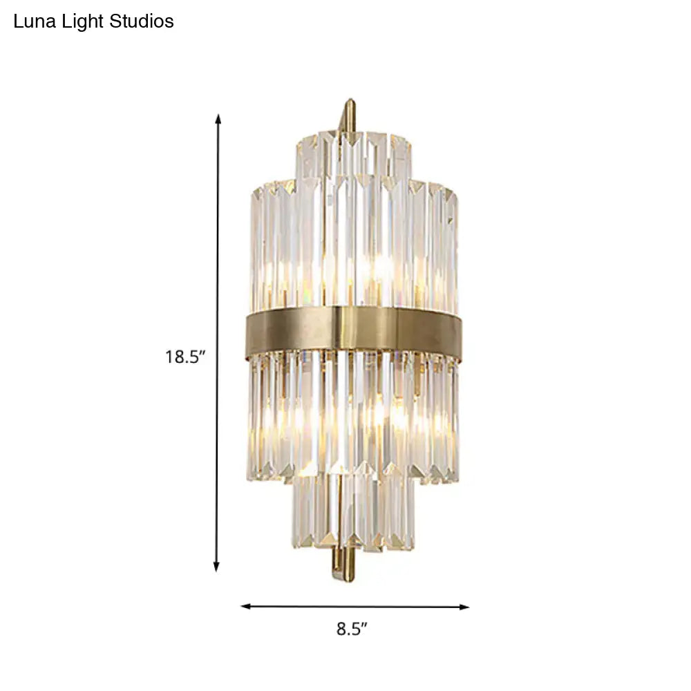 Postmodern gold and crystal wall sconce corridor direct wired electric