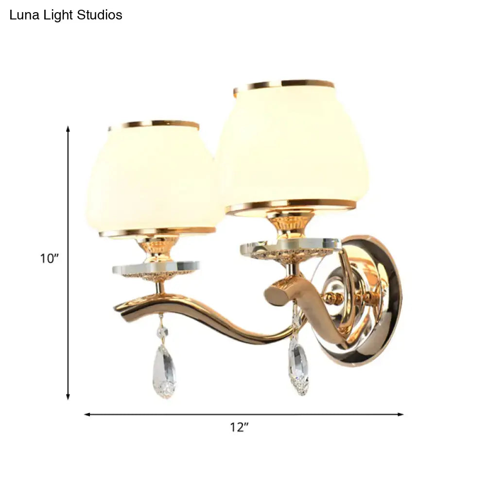 Postmodern gold and white glass crystal drop wall sconce bedroom light
