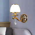 Postmodern gold and white glass crystal drop wall sconce bedroom light