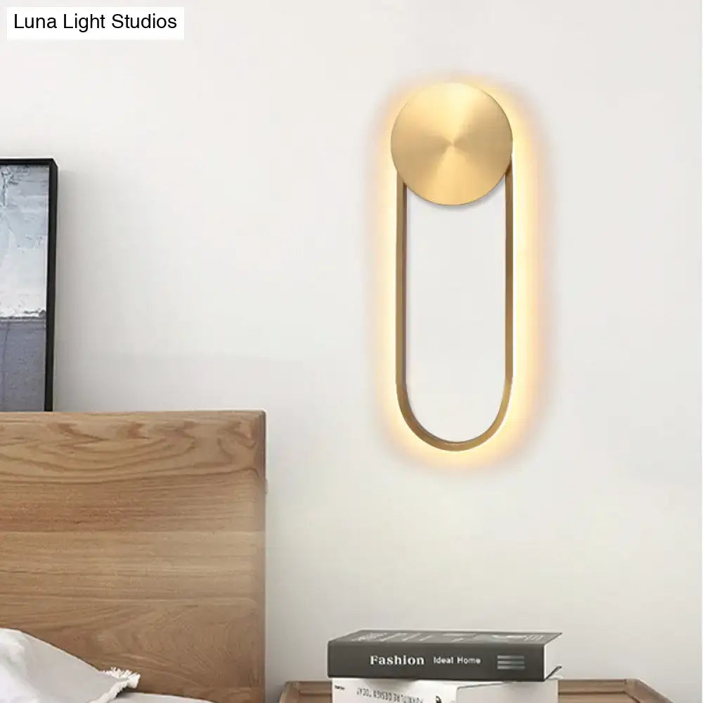 Postmodern gold arc direct wired wall lamp bedroom led light