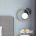 Postmodern gold & black ring wall mounted light bedroom sconce