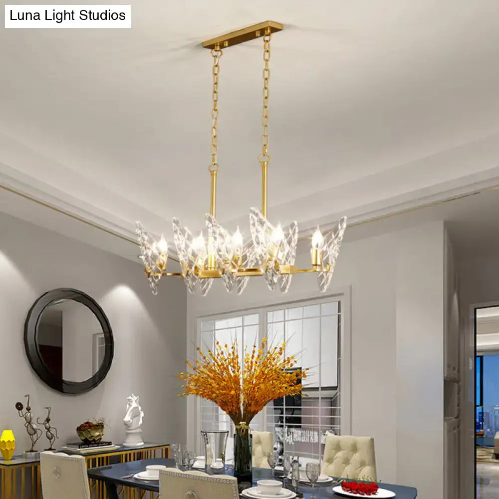 Postmodern gold butterfly e12 e14 crystal chandelier dining room
