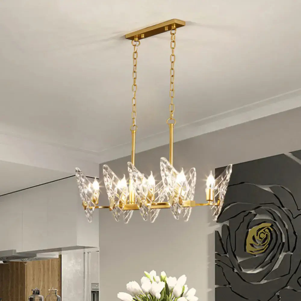 Postmodern gold butterfly e12 e14 crystal chandelier dining room