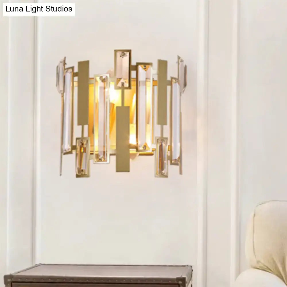Postmodern gold crystal block wall light fixture living room