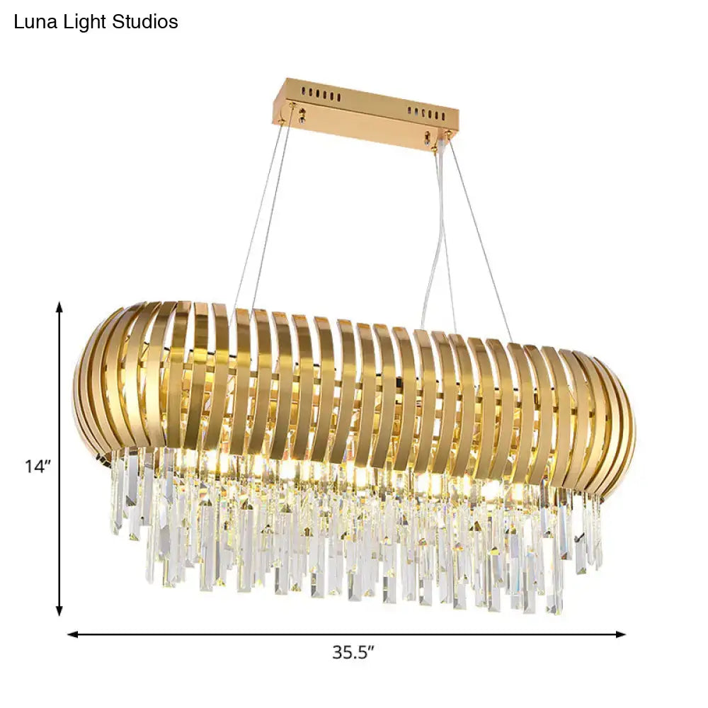 Postmodern gold crystal oval chandelier dining room island light