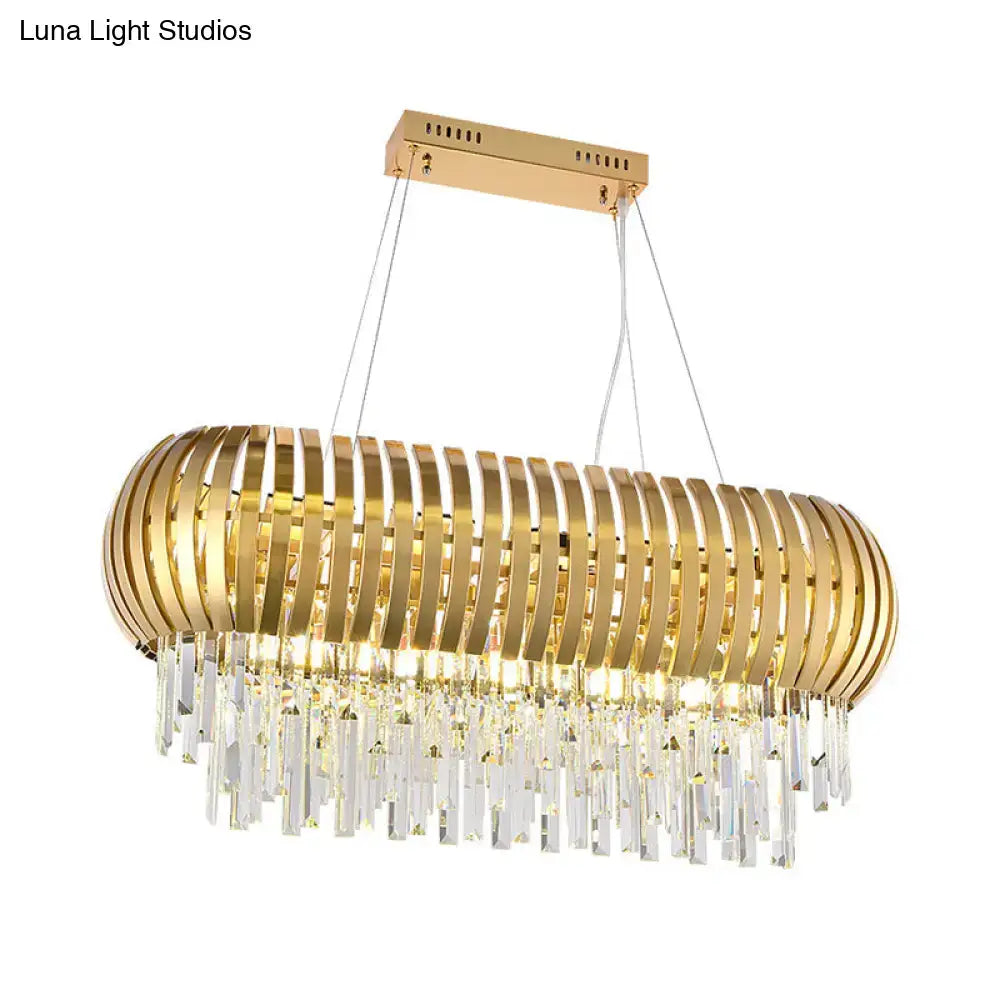 Postmodern gold crystal oval chandelier dining room island light