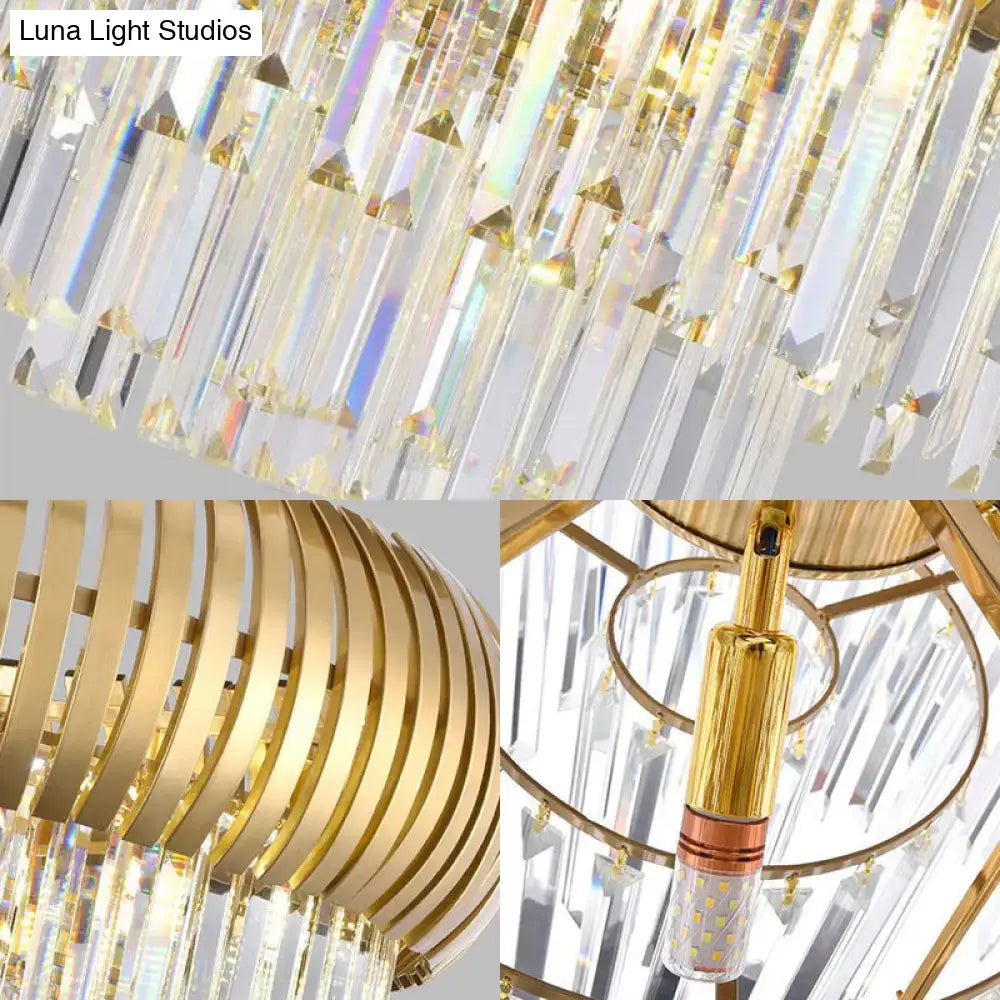 Postmodern gold crystal oval chandelier dining room island light