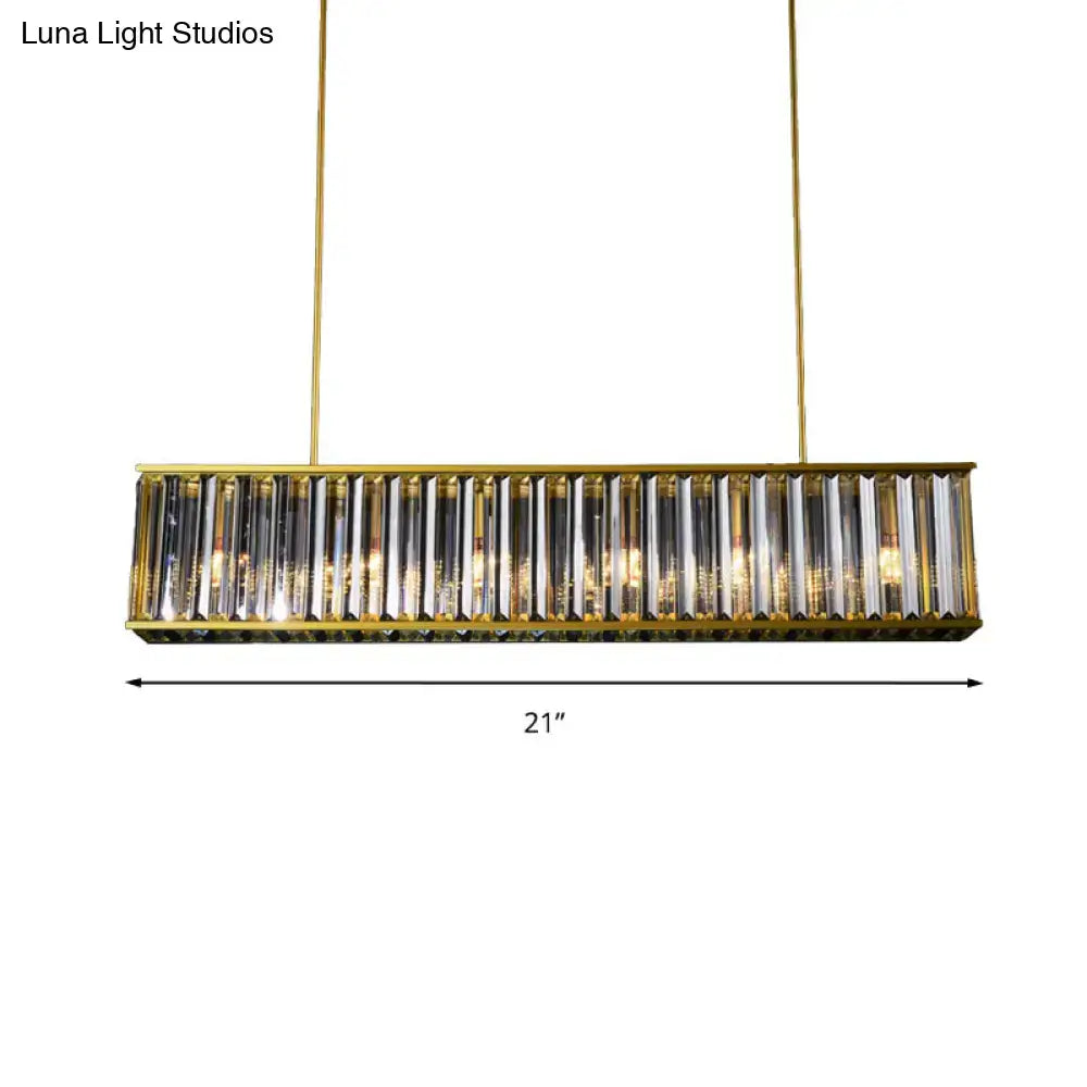 Postmodern gold crystal rod island light for dining room