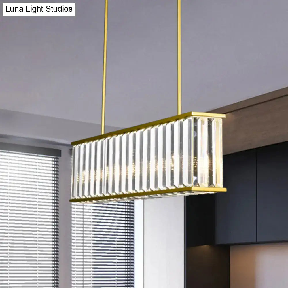 Postmodern gold crystal rod island light for dining room