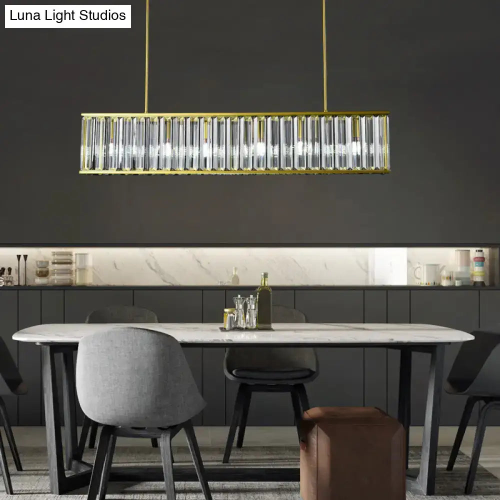 Postmodern gold crystal rod island light for dining room