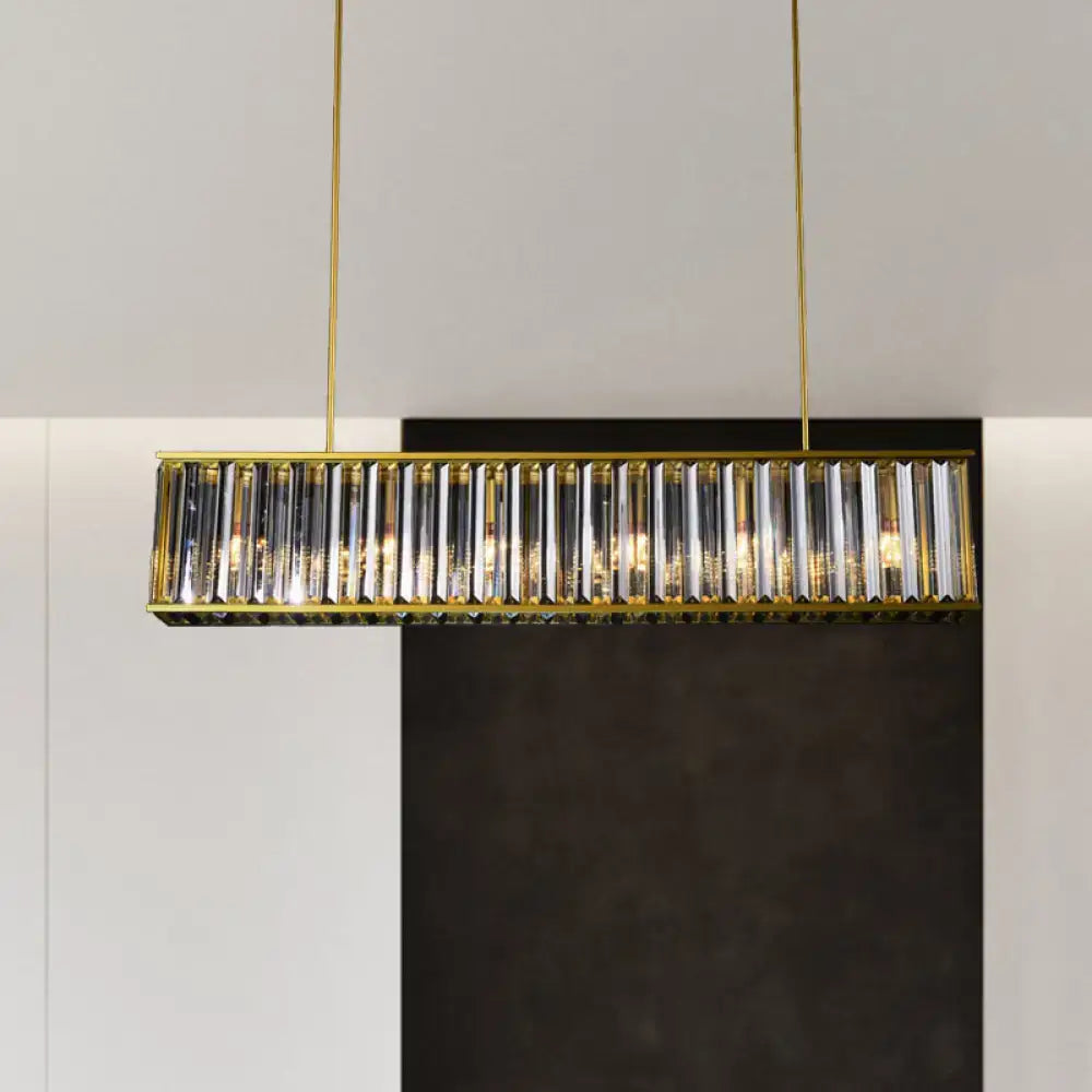 Postmodern gold crystal rod island light for dining room