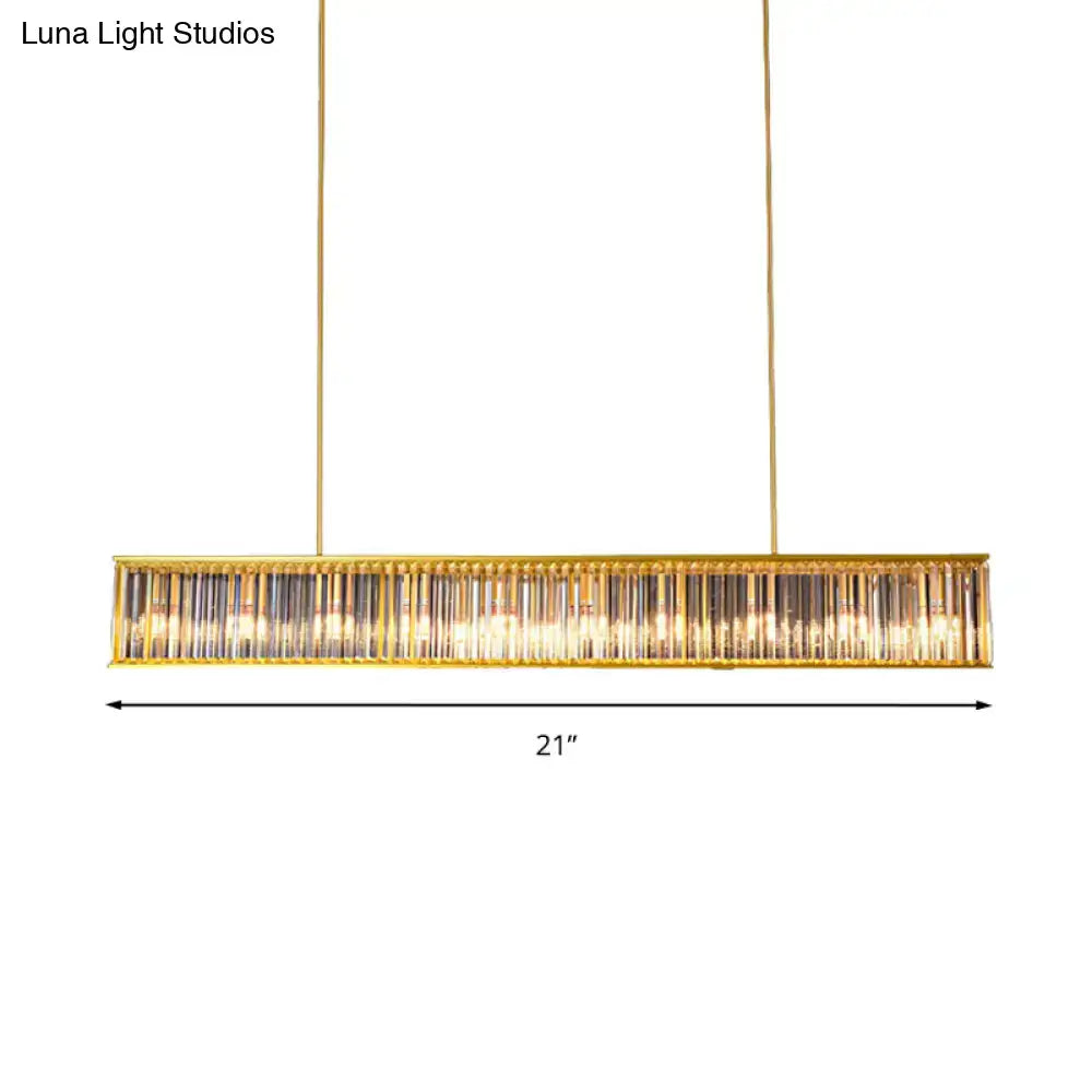 Postmodern gold crystal rod island light for dining room