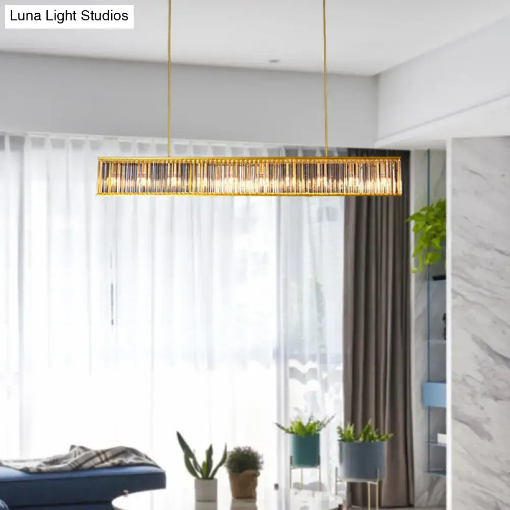 Postmodern gold crystal rod island light for dining room