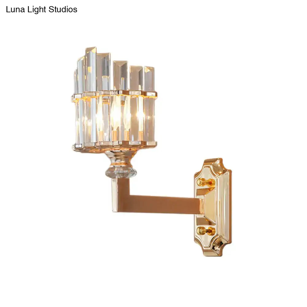 Postmodern gold crystal rod wall light bedroom sconce