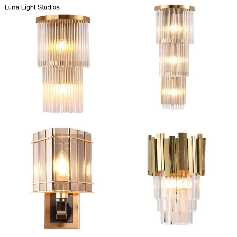Postmodern gold crystal triangle wall light bedroom living space