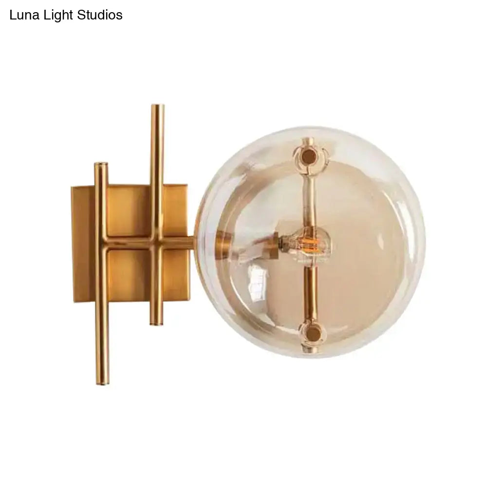 Postmodern gold double ball wall mounted light bedroom glass sconce
