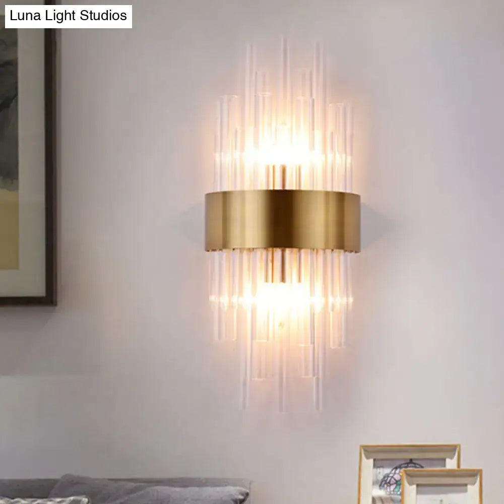 Postmodern gold fluted crystal wall sconce bedroom 110v-120v light