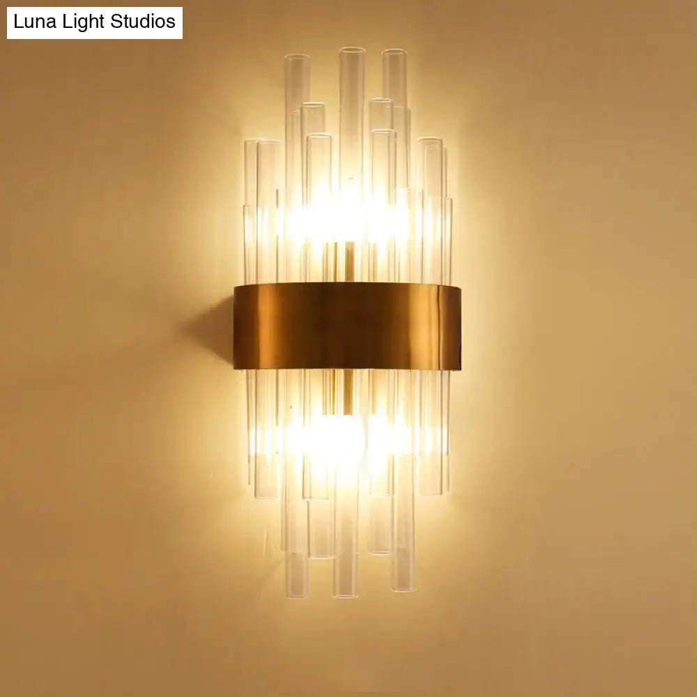 Postmodern gold fluted crystal wall sconce bedroom 110v-120v light
