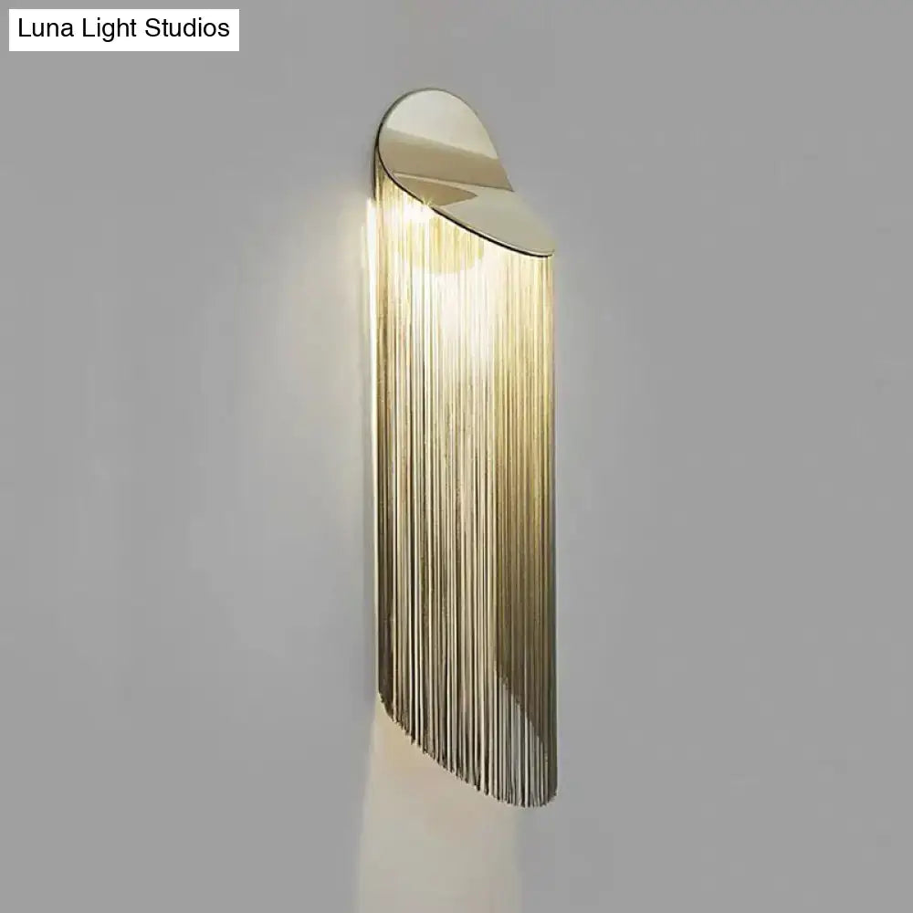 Postmodern gold fringed wall light fixture bedroom sconce