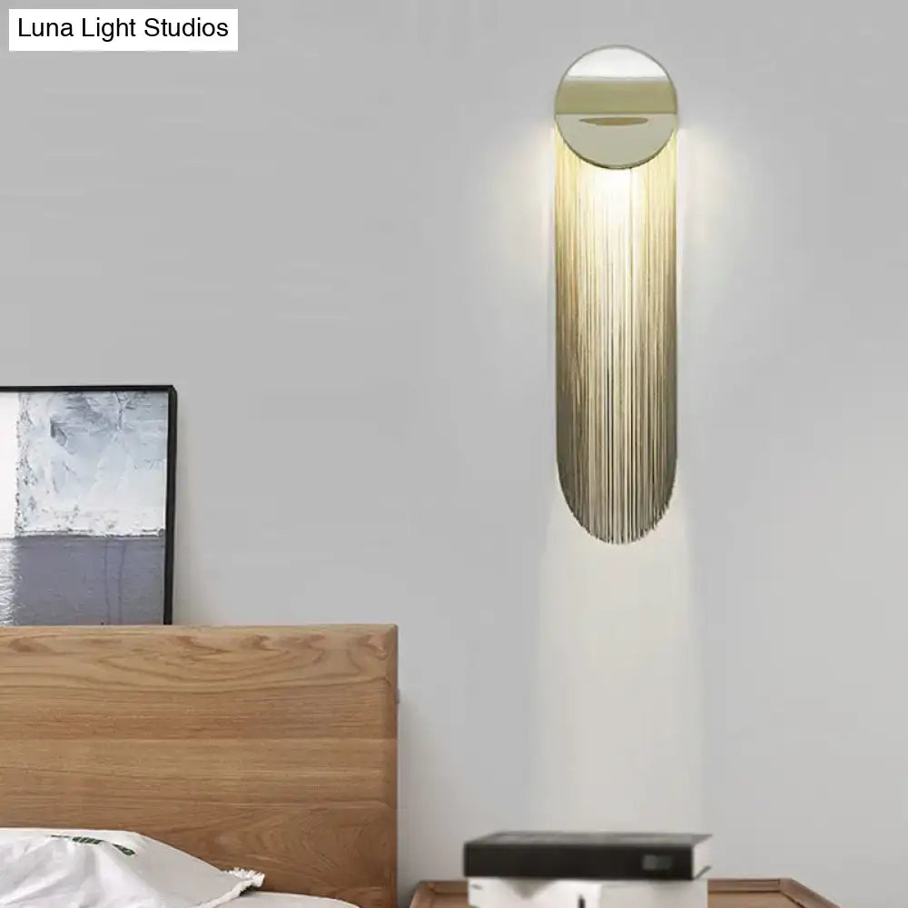 Postmodern gold fringed wall light fixture bedroom sconce