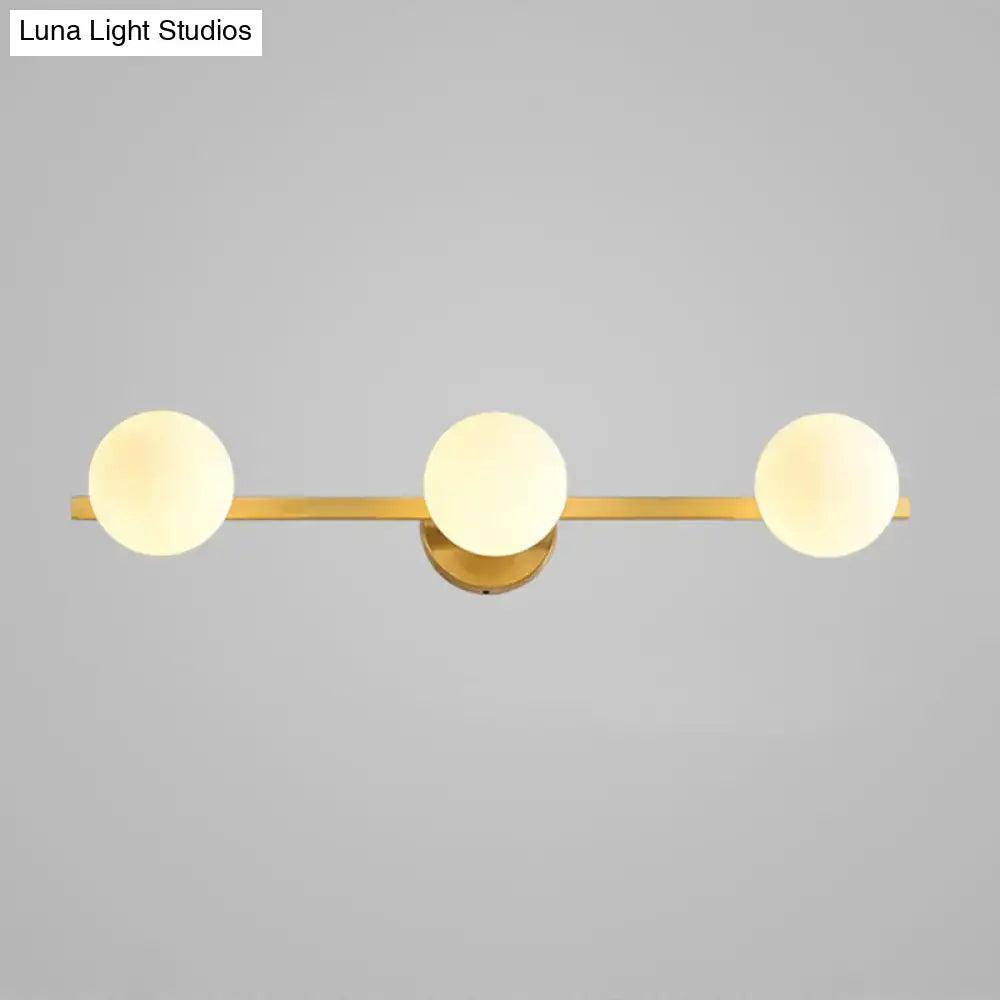 Postmodern gold glass globe wall sconce bathroom fixture height 11in