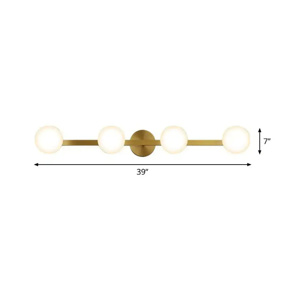 Postmodern gold glass globe wall sconce bathroom fixture height 11in