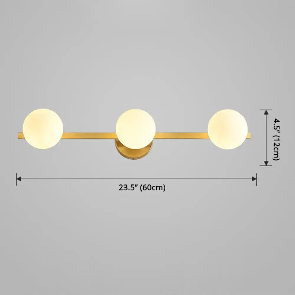 Postmodern gold glass globe wall sconce bathroom fixture height 11in