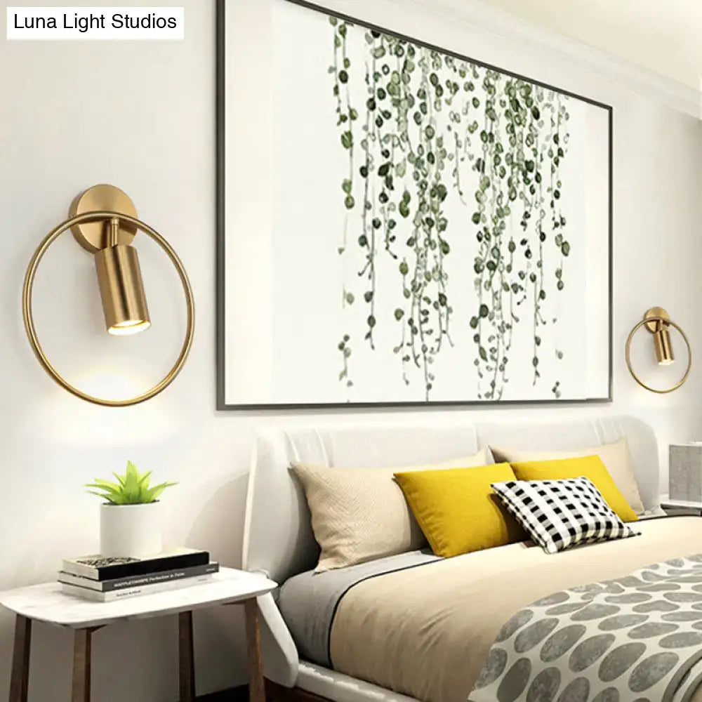 Postmodern gold halo ring wall sconce bedroom 16 inches fixture height