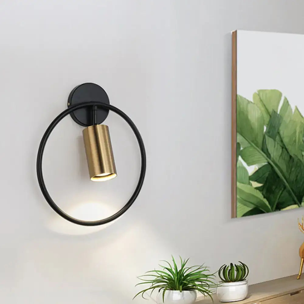 Postmodern gold halo ring wall sconce bedroom 16 inches fixture height