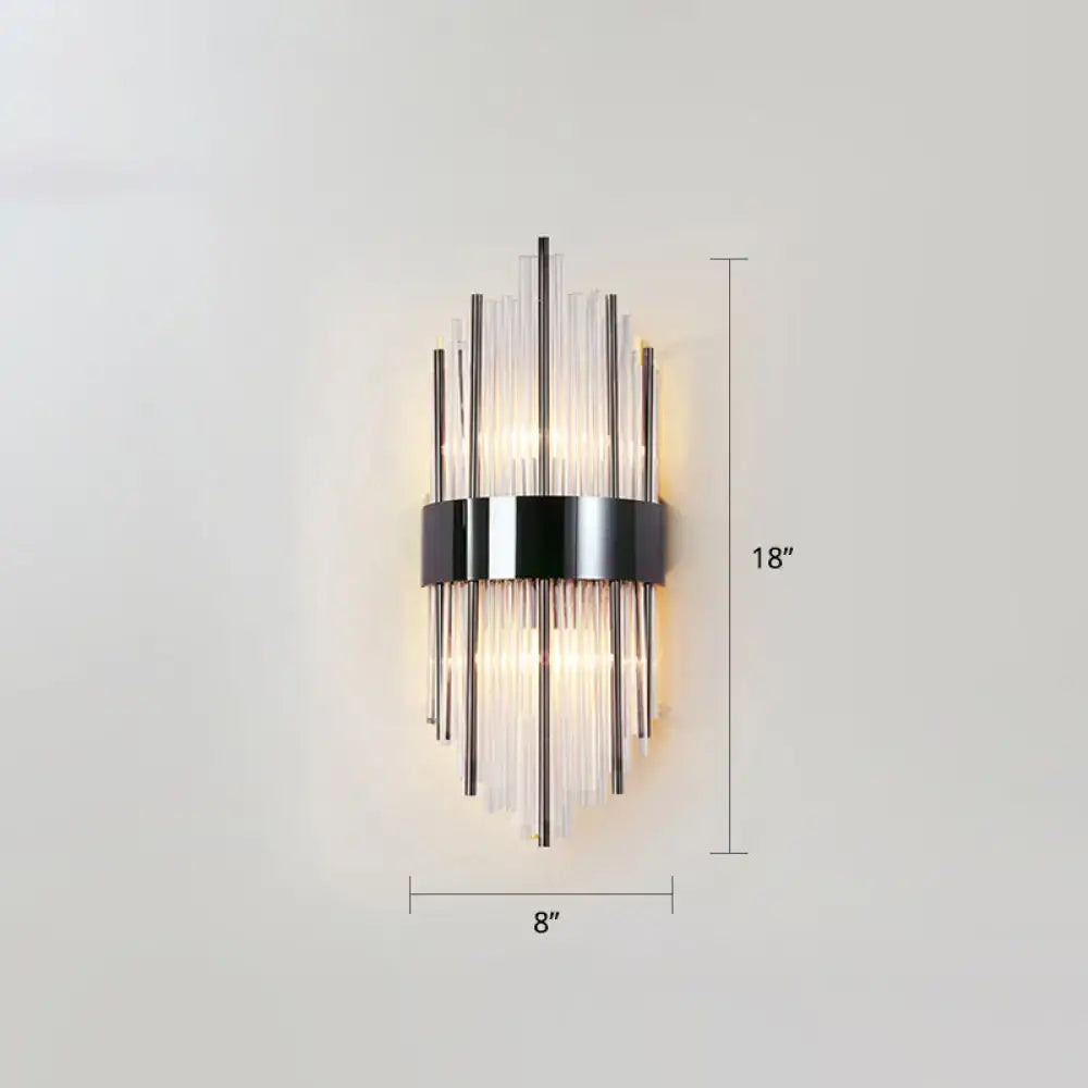 Postmodern gold k9 crystal wall sconce living room 2-light glass rods