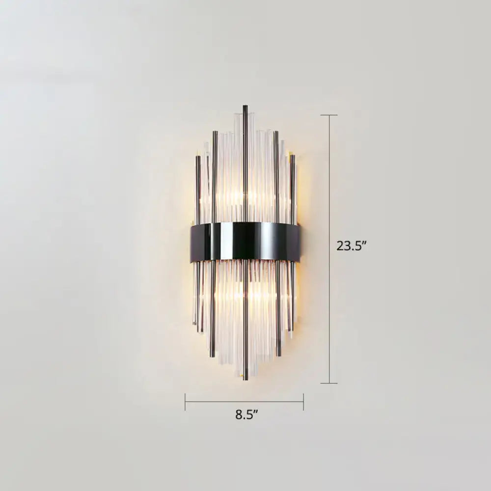 Postmodern gold k9 crystal wall sconce living room 2-light glass rods