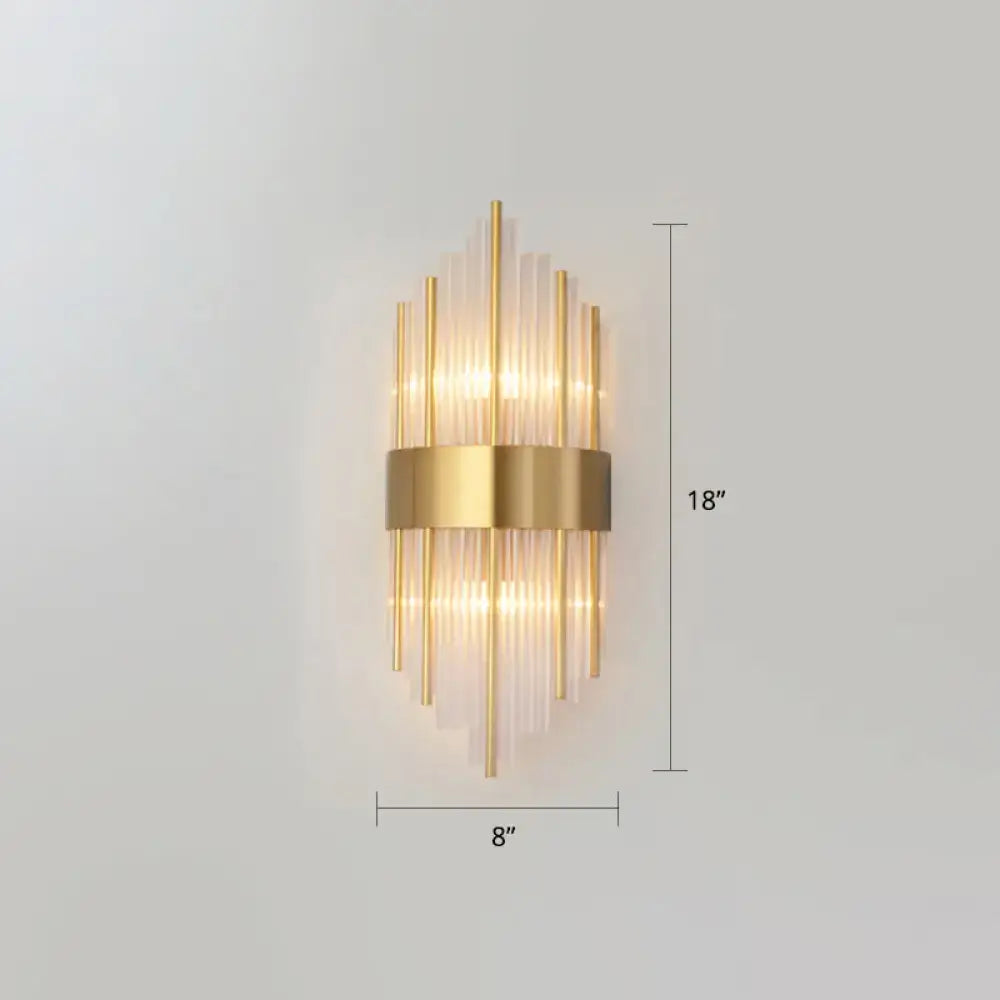 Postmodern gold k9 crystal wall sconce living room 2-light glass rods