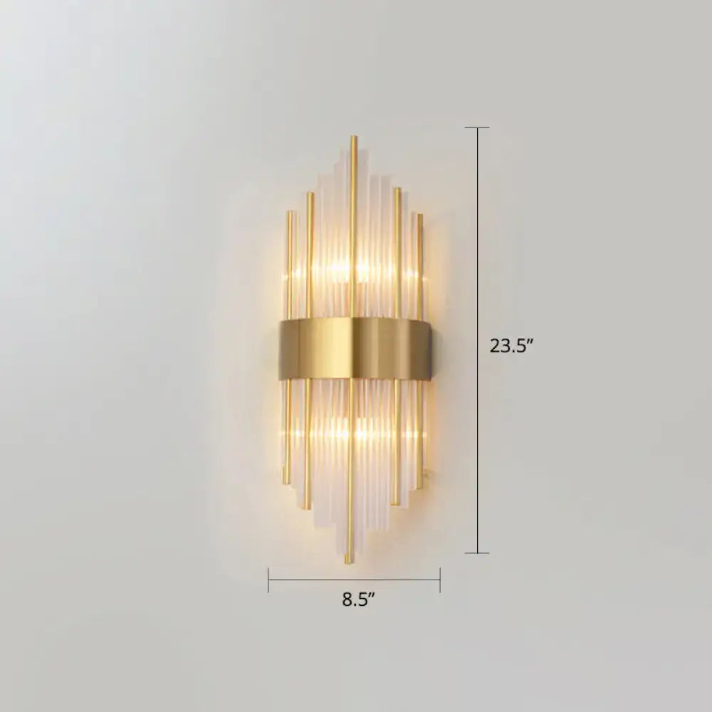Postmodern gold k9 crystal wall sconce living room 2-light glass rods