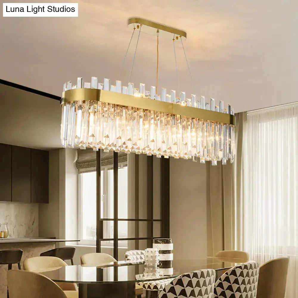 Postmodern gold oval island lighting fixture dining room crystal 110v-120v