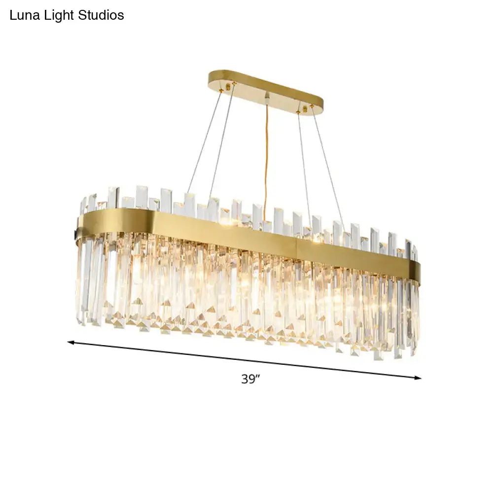 Postmodern gold oval island lighting fixture dining room crystal 110v-120v