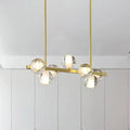Postmodern gold seeded crystal suspension globe light dining room