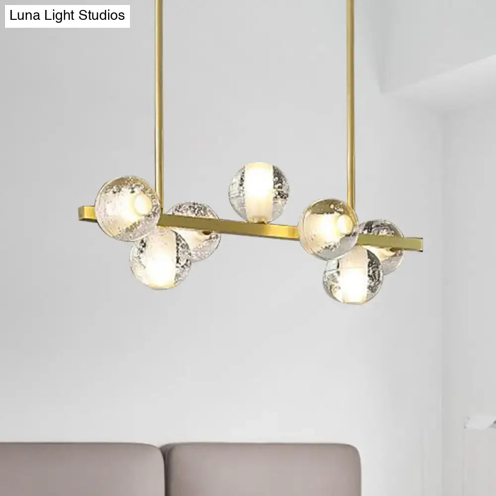 Postmodern gold seeded crystal suspension globe light dining room