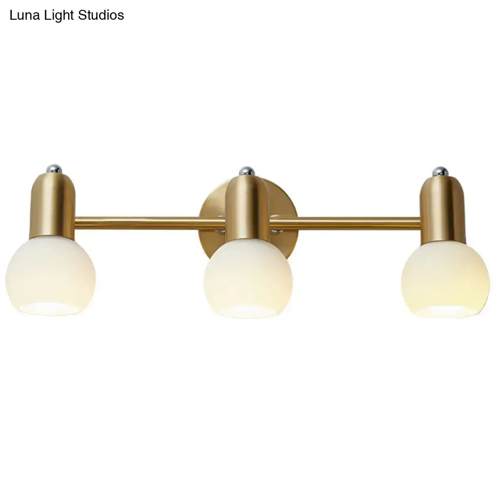 Postmodern gold swivel dome milk glass vanity light bathroom sconce
