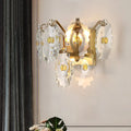 Postmodern green gold gem crystal wall sconce bedroom light