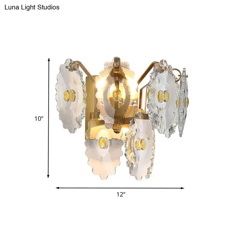 Postmodern green gold gem crystal wall sconce bedroom light