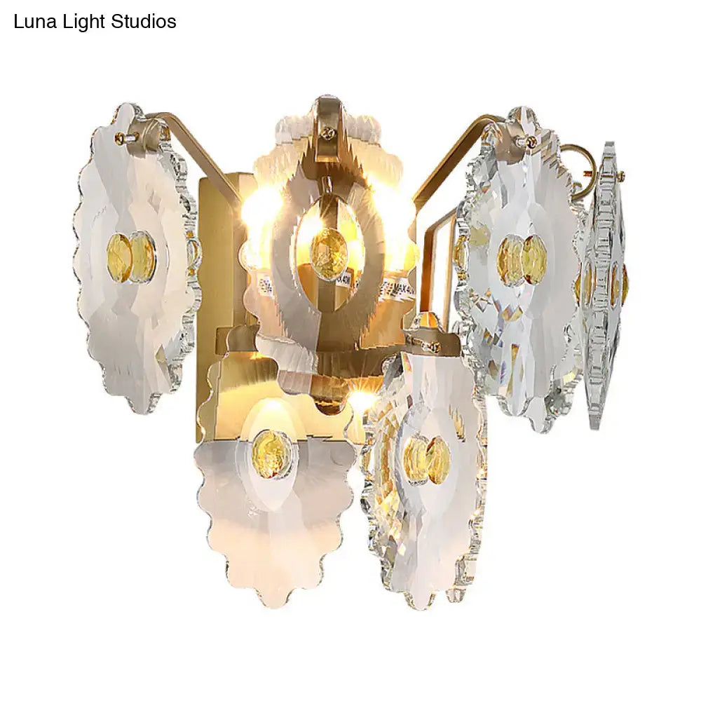 Postmodern green gold gem crystal wall sconce bedroom light