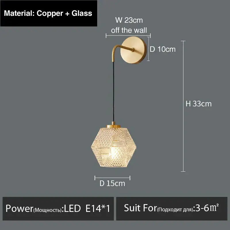 Postmodern luxury led wall lamp gold crystal sconce bedroom light
